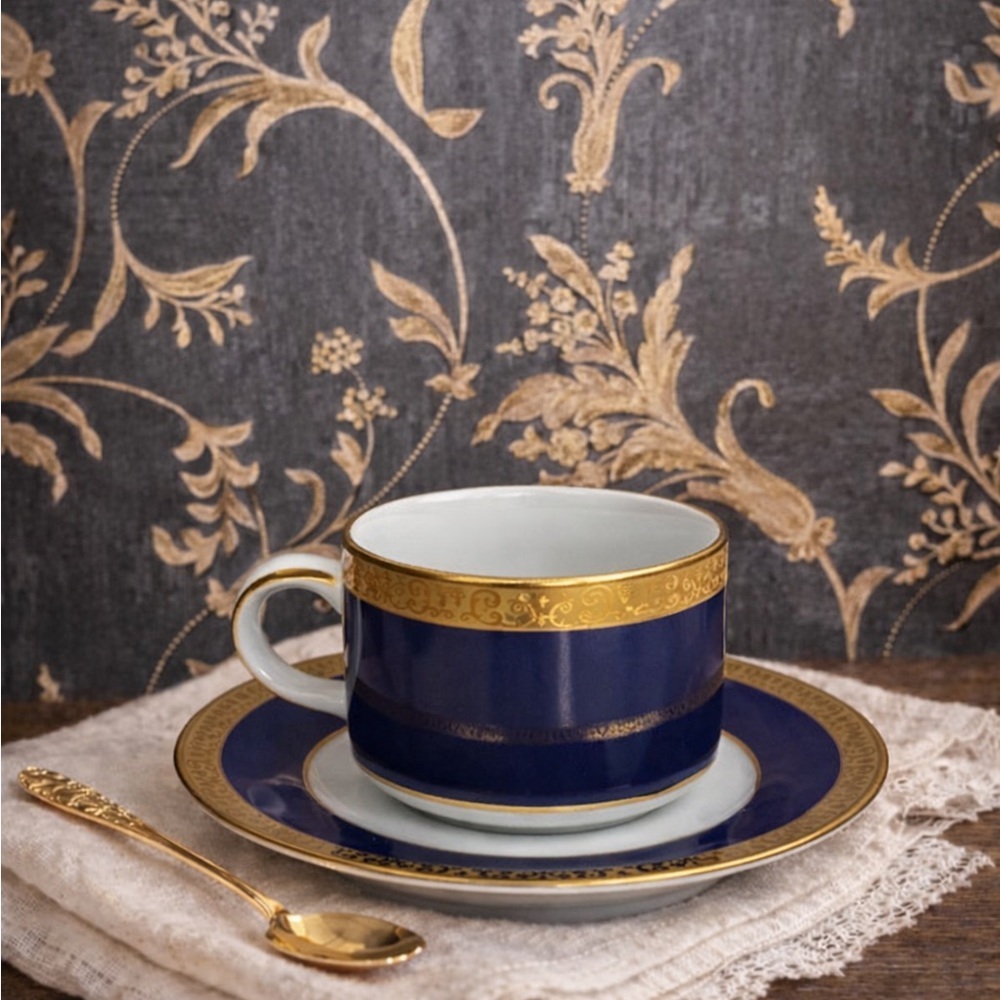 Royal Gallery Gold Buffet Cobalt Blue Gold Trim Cup & Saucer